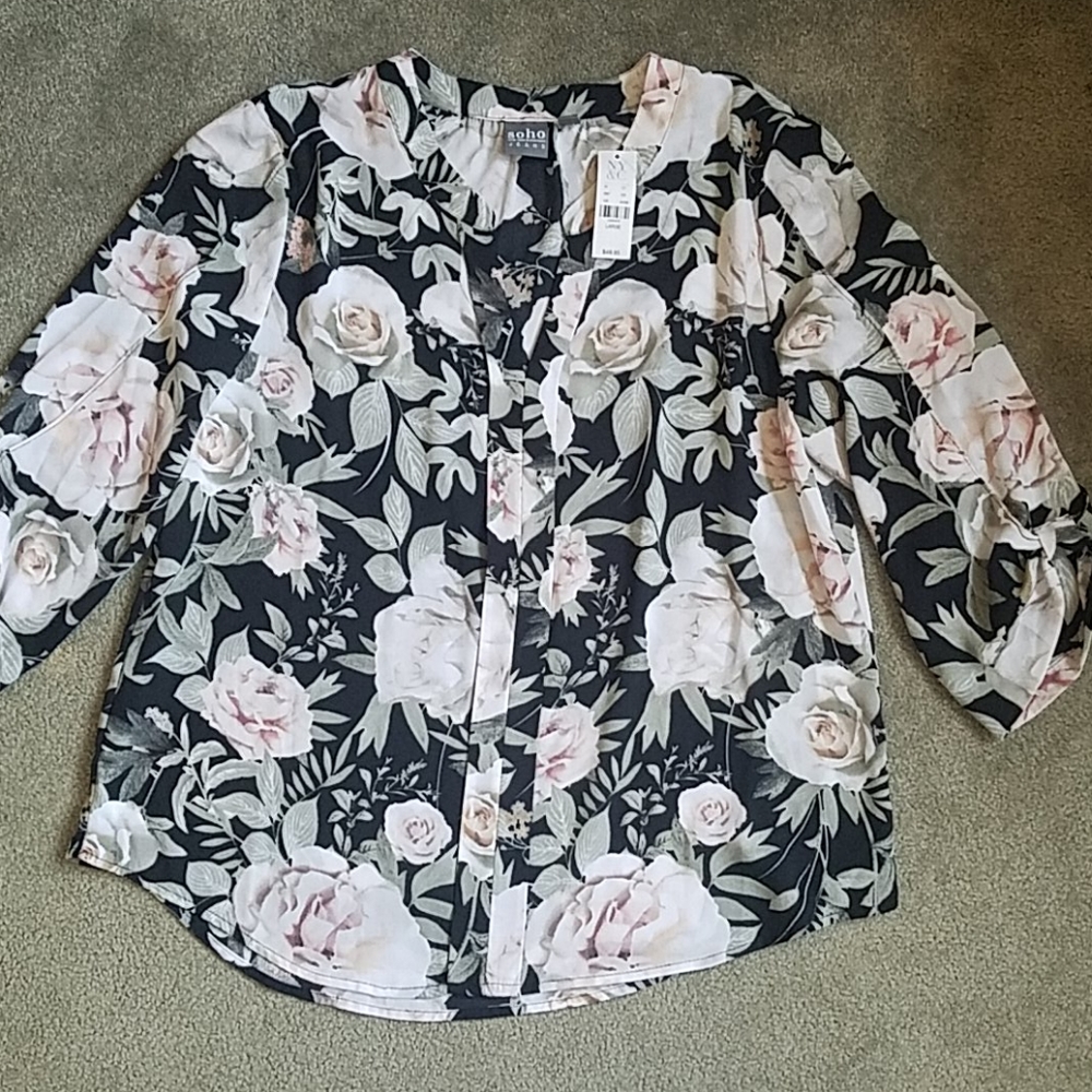NWT NY&C Floral Blouse 3/4 Sleeve Large